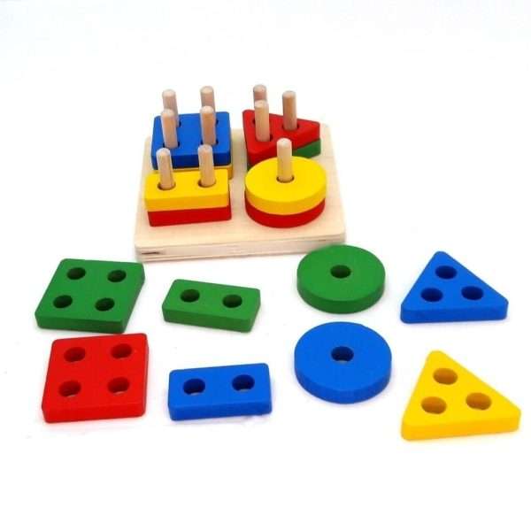 Mini Dificultad Juguete Madera 4 torres