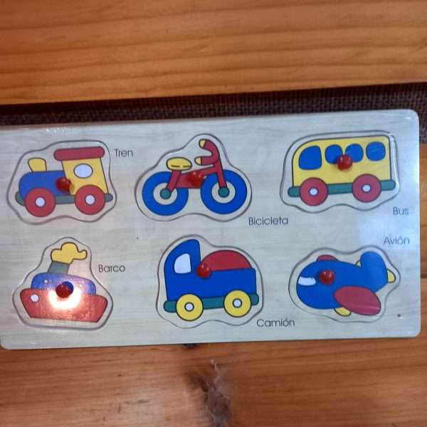 Tabla Encaje 6 Vehículos Transporte Juguetes Madera