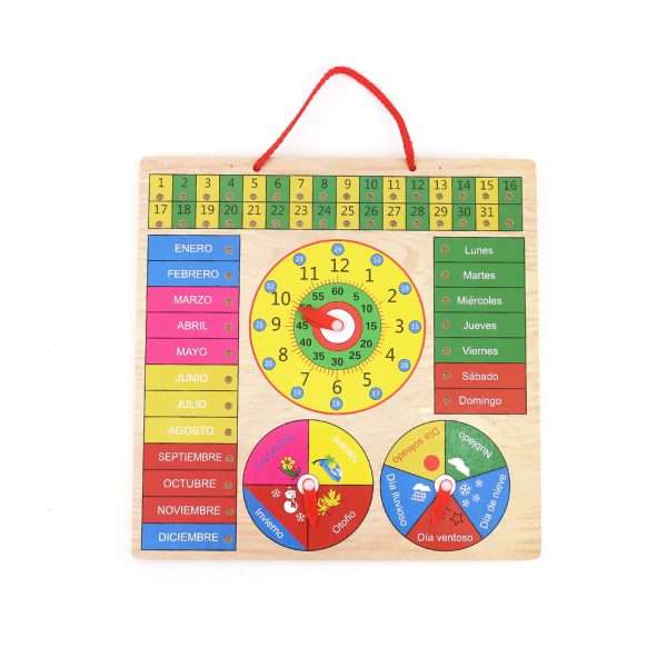 Reloj Calendario Juguete Madera